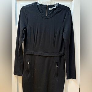 Athleta Black Long Sleeve Dress with front zip pockets. Small zipper in back